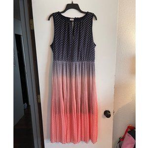 Maison Jules Polka Dot blue and coral dress sz XL